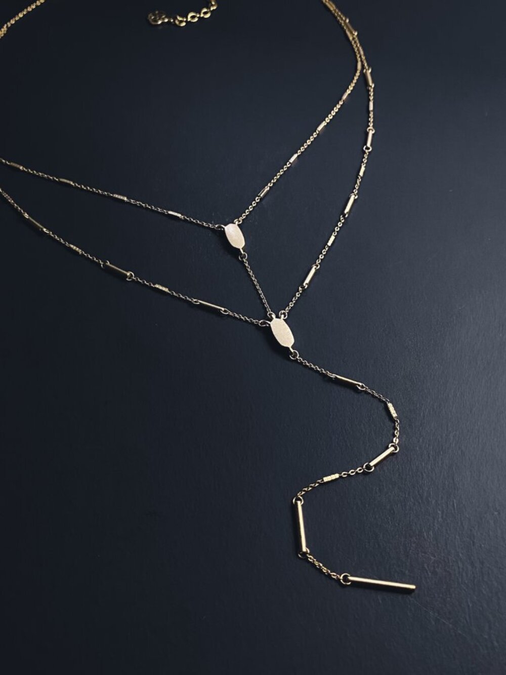 Kendra Scott Adelia Gold Tone Dainty Minimalist Double Chain Y Drop Necklace